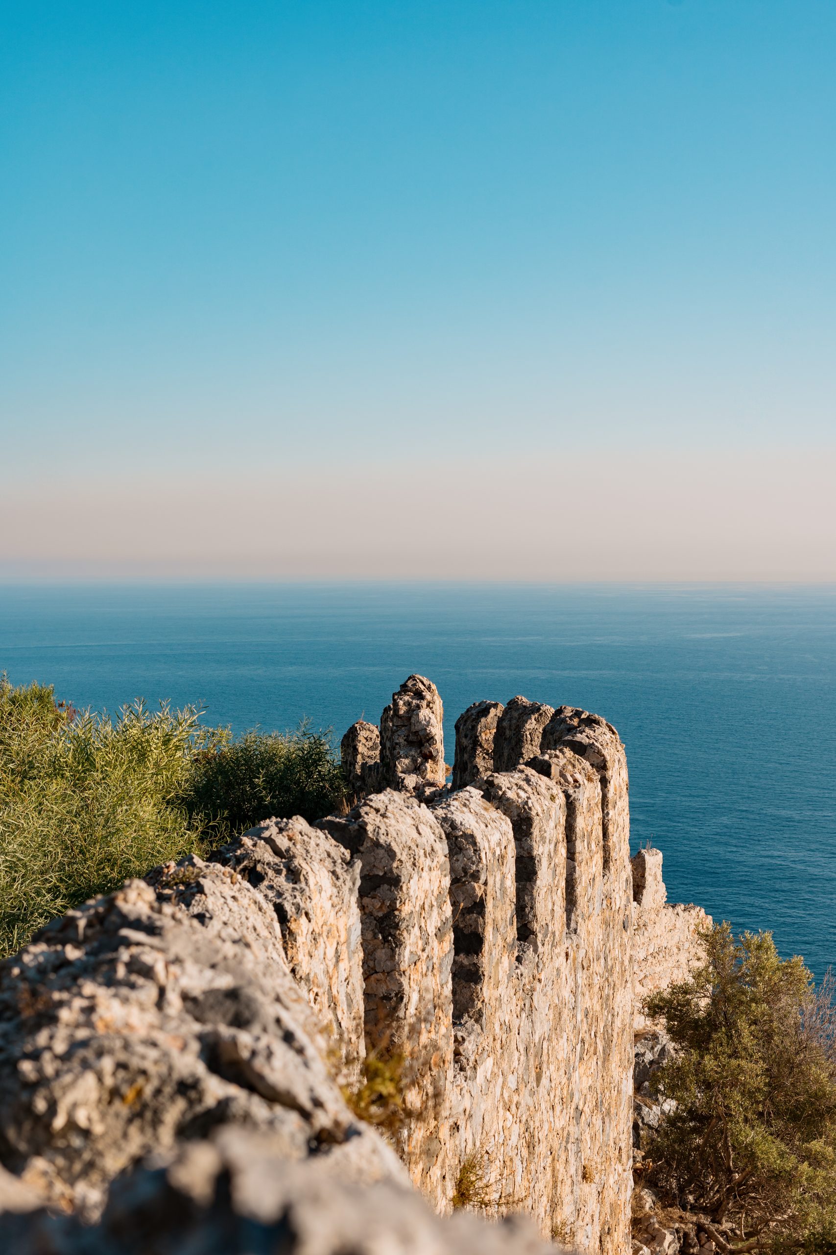 Ruins on the coastline in the sea Alanya, Turkey