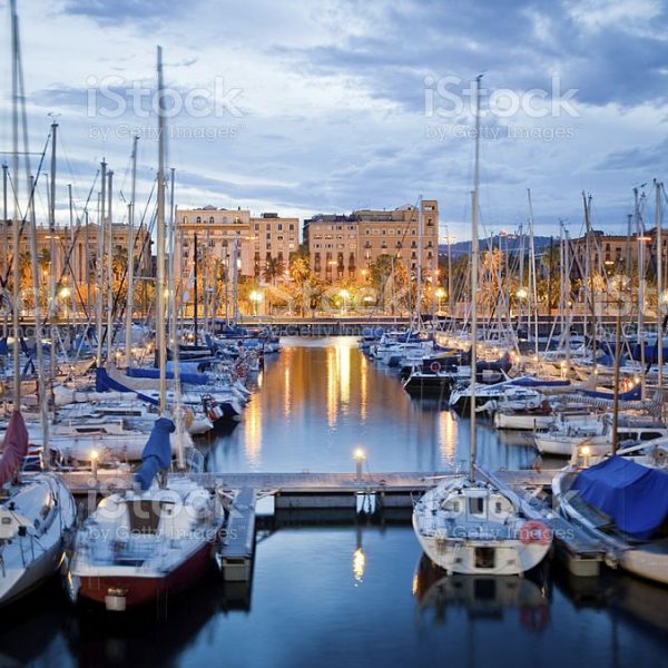 Barcelona Harbor at dusk