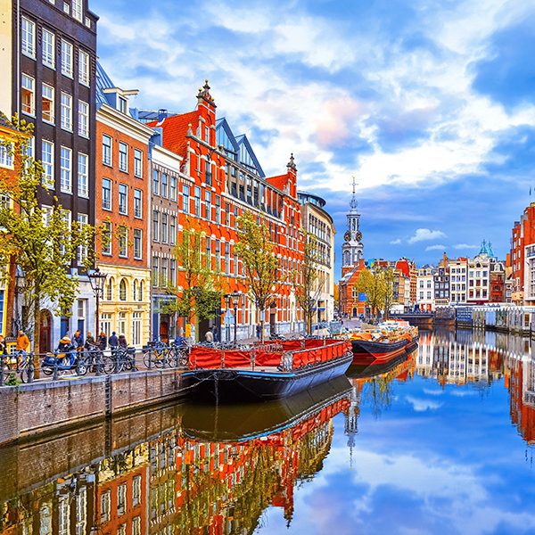 Channel,In,Amsterdam,Netherlands,Houses,River,Amstel,Landmark,Old,European